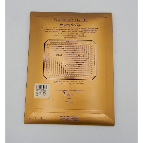 Victoria's Secret Jet Black Silky Sheer Control Top Pantyhose Medium New - Picture 3 of 7